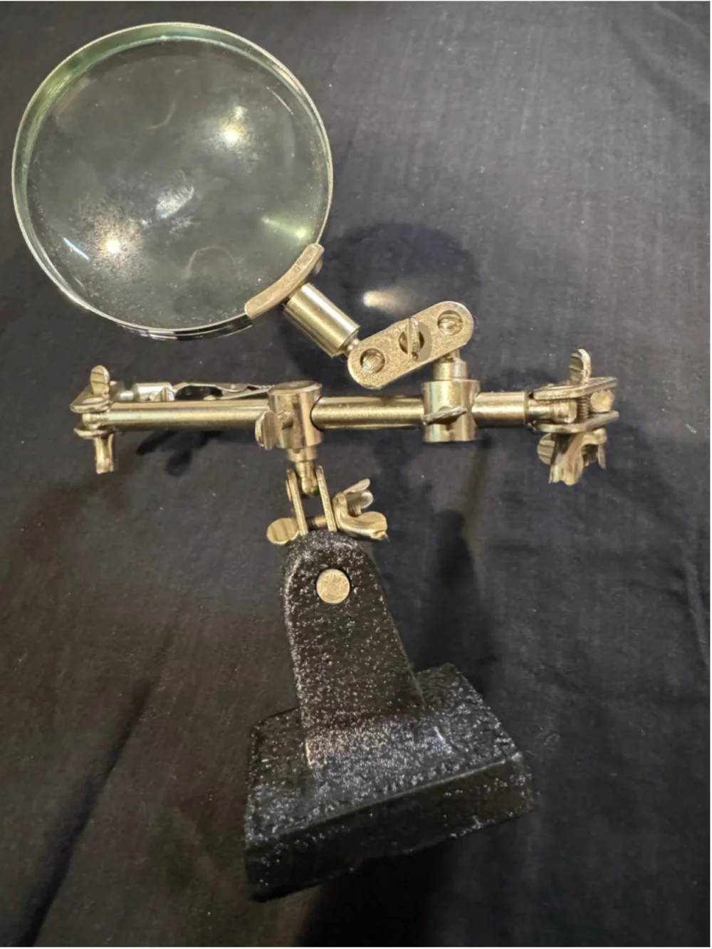 Vintage Unbranded Arts & Crafts Helping Hands Magnifier Tool Silver Black